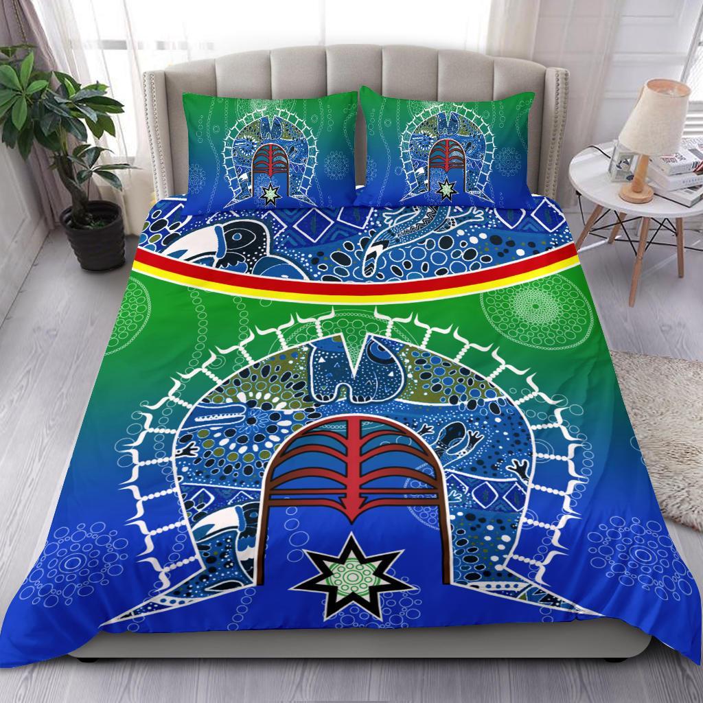 Bedding Set - Torres Strait Symbol With Aboriginal Patterns - Vibe Hoodie Shop