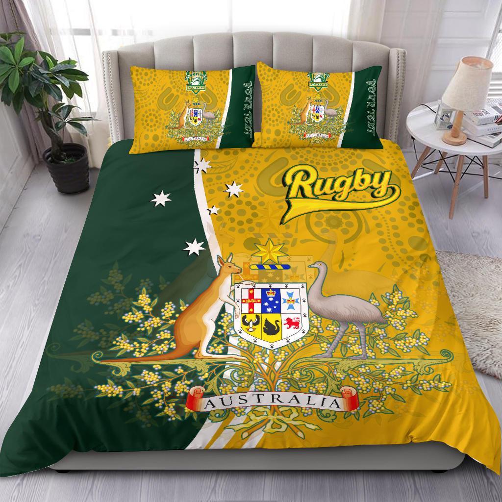 Personalised Bedding Set - Australia Coat Of Arm In Rugby Style - Vibe Hoodie Shop