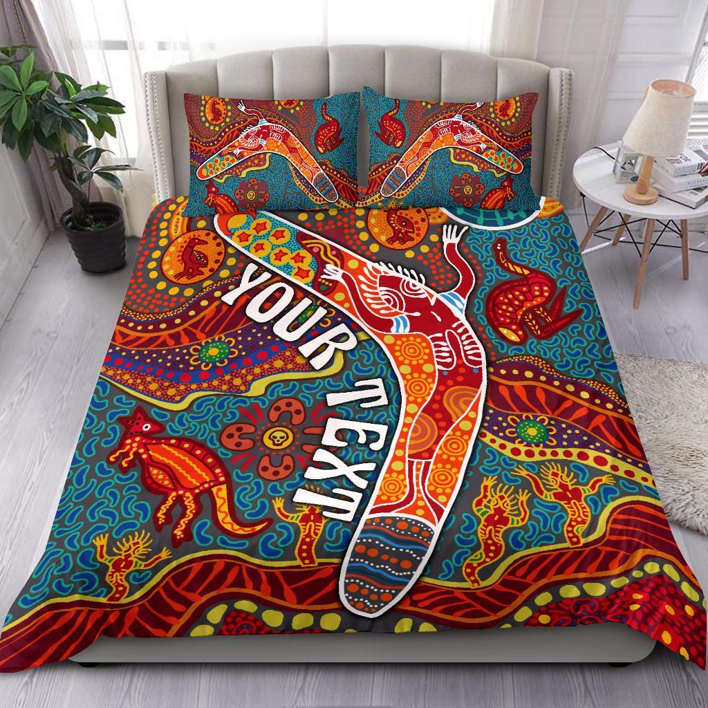 Aboriginal Personalised Bedding Set - Indigenous Boomerang - Vibe Hoodie Shop