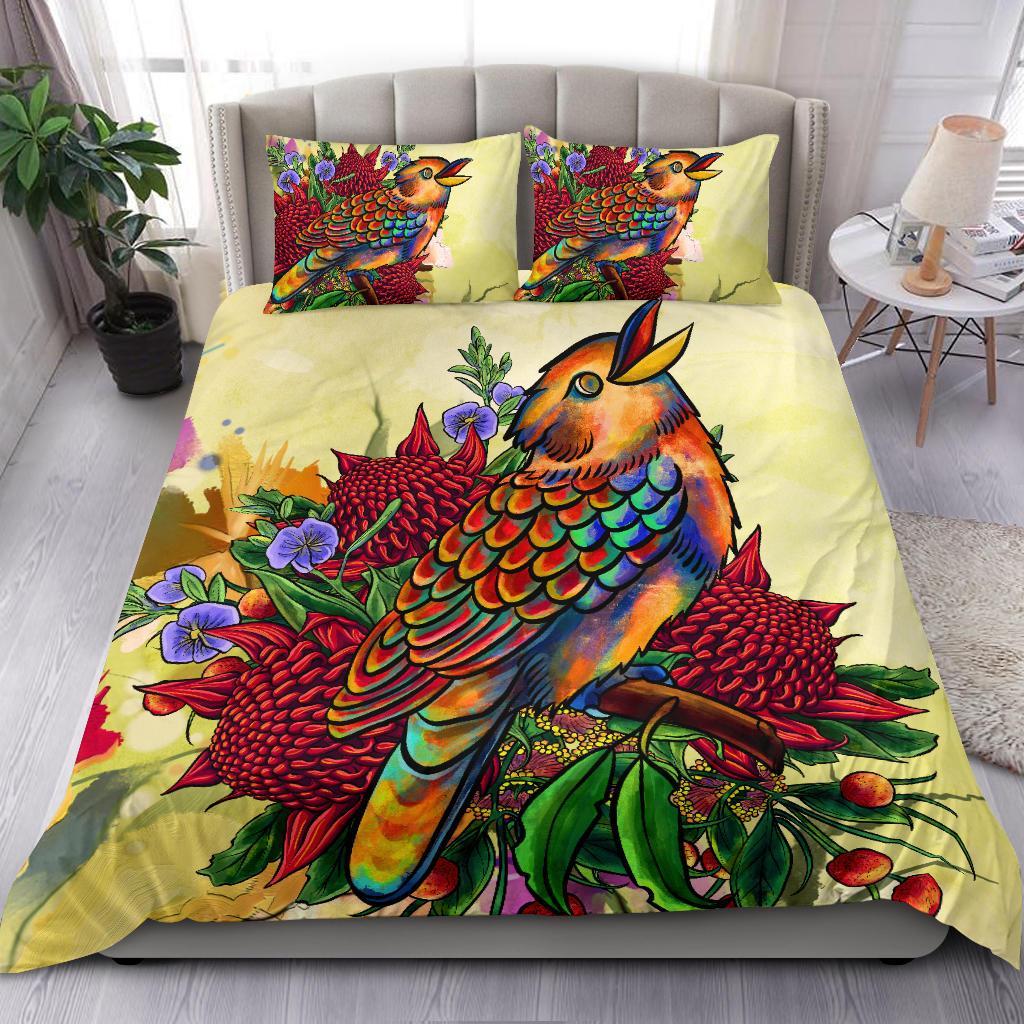 Bedding Set - Australia Kookaburra With Waratah - Vibe Hoodie Shop