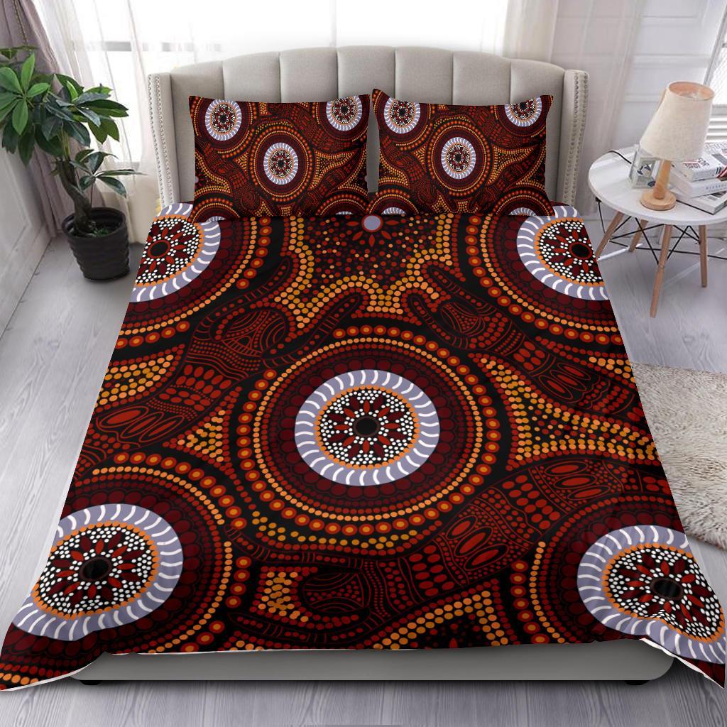 Aboriginal Bedding Set - Aboriginal Human Dot Painting Art - Vibe Hoodie Shop