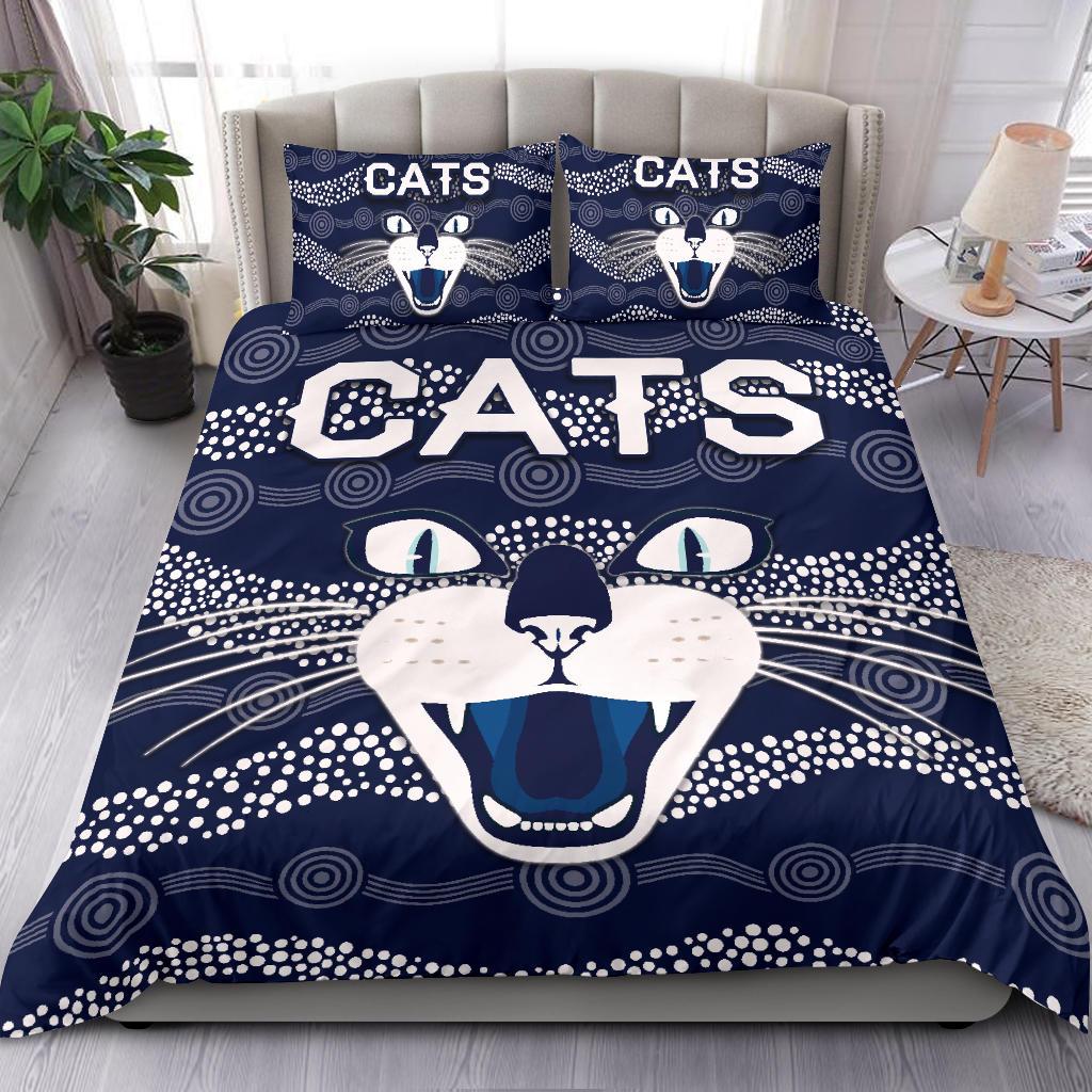 Geelong Bedding Set Cats Indigenous - Navy - Vibe Hoodie Shop