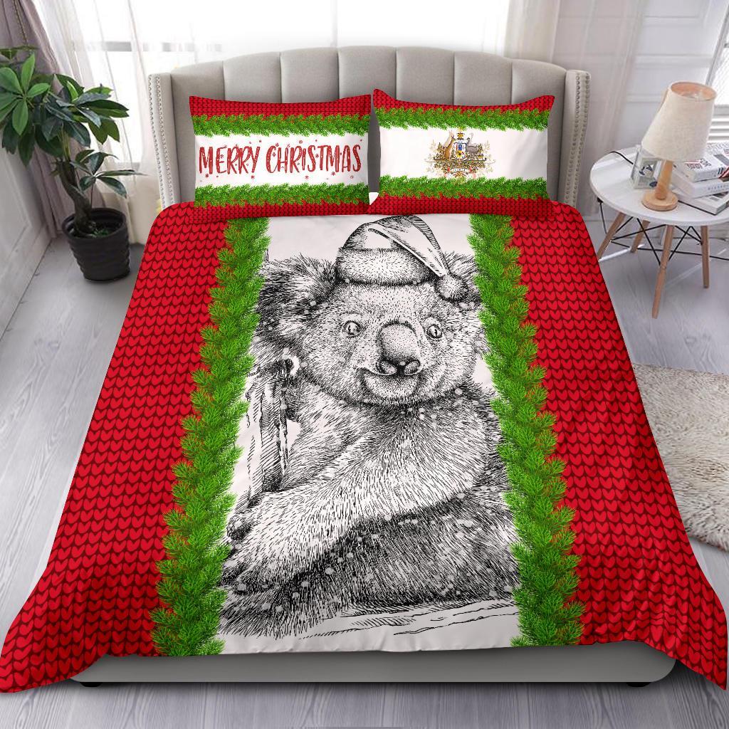 Australia Christmas Bedding Set - Merry Christmas Koala - Vibe Hoodie Shop