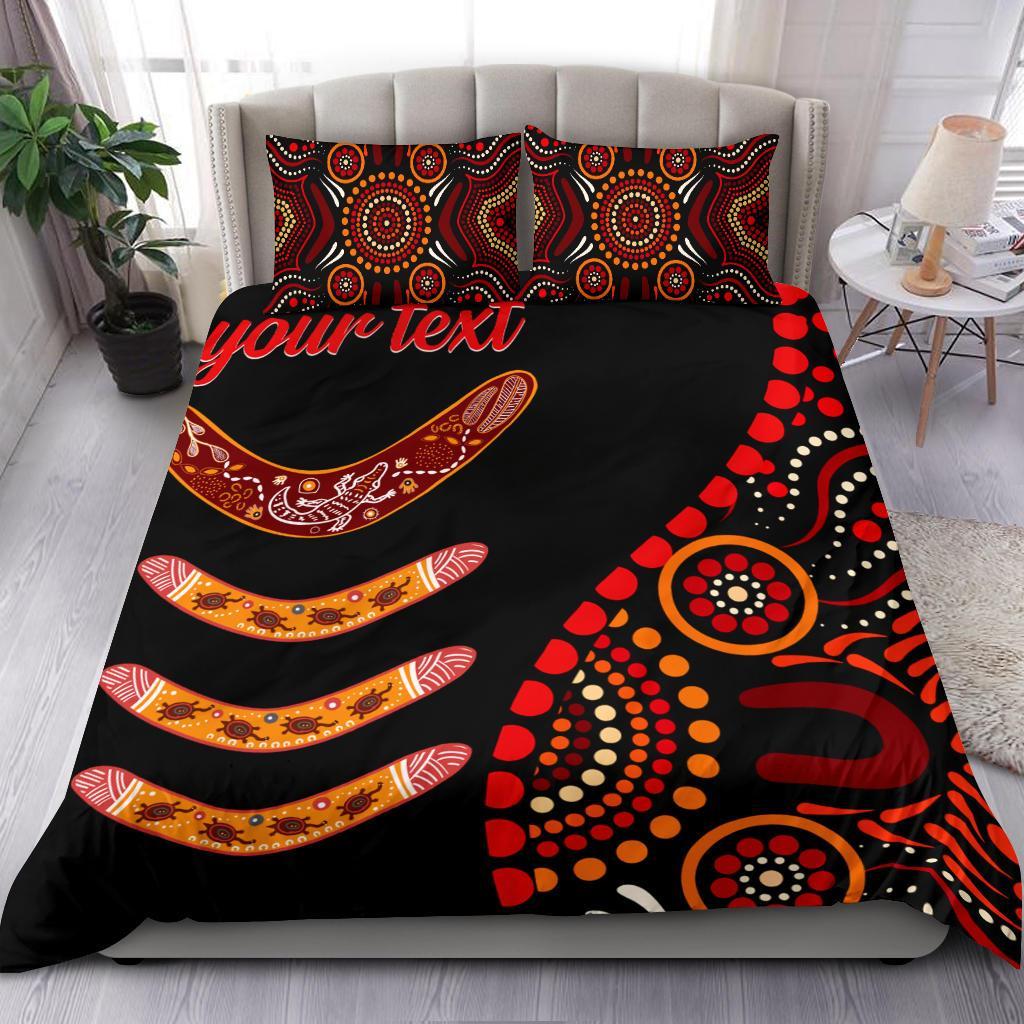 Aboriginal Personalised Bedding Set - Aboriginal Boomerangs With Dot Painting Pattern - Vibe Hoodie Shop