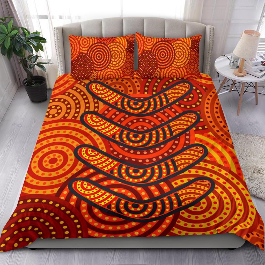 Aboriginal Bedding Set - Aboriginal Boomerangs And Dot Circle - Vibe Hoodie Shop