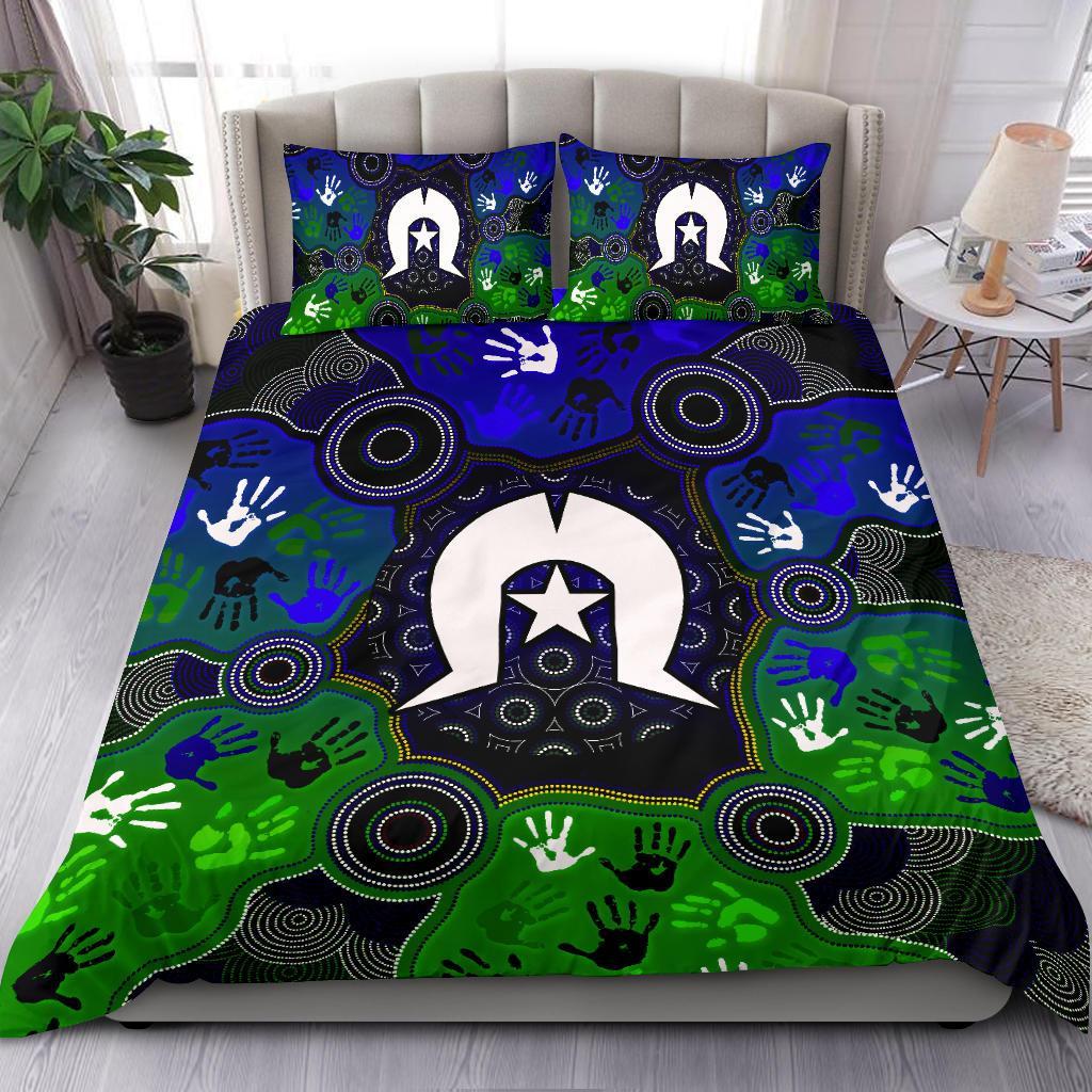 Aboriginal Bedding set - Torres Strait Symbol With Indigenous Patterns - Vibe Hoodie Shop