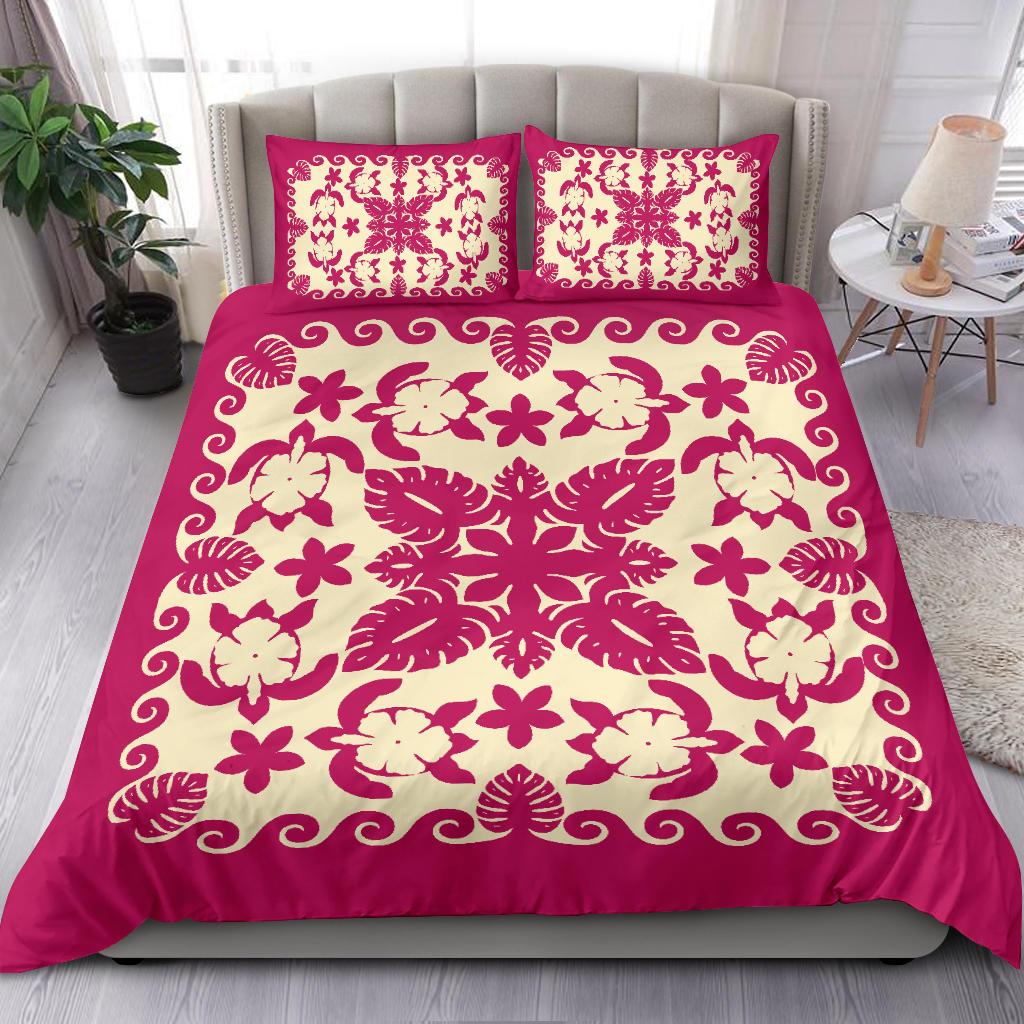 Turtle with Hibiscus Royal Pink Bedding Set - Vibe Hoodie Shop