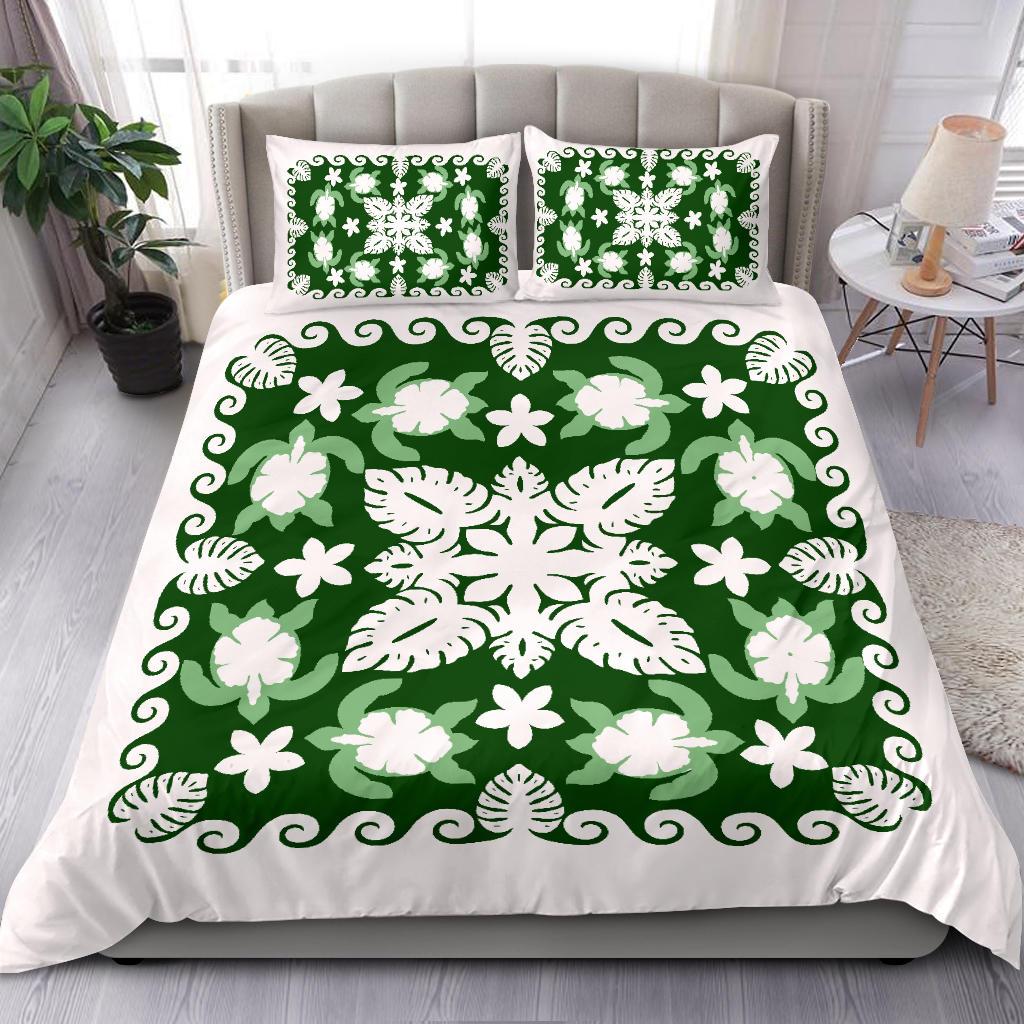 Turtle with Hibiscus Royal Bedding Set Palm Leaf - Vibe Hoodie Shop