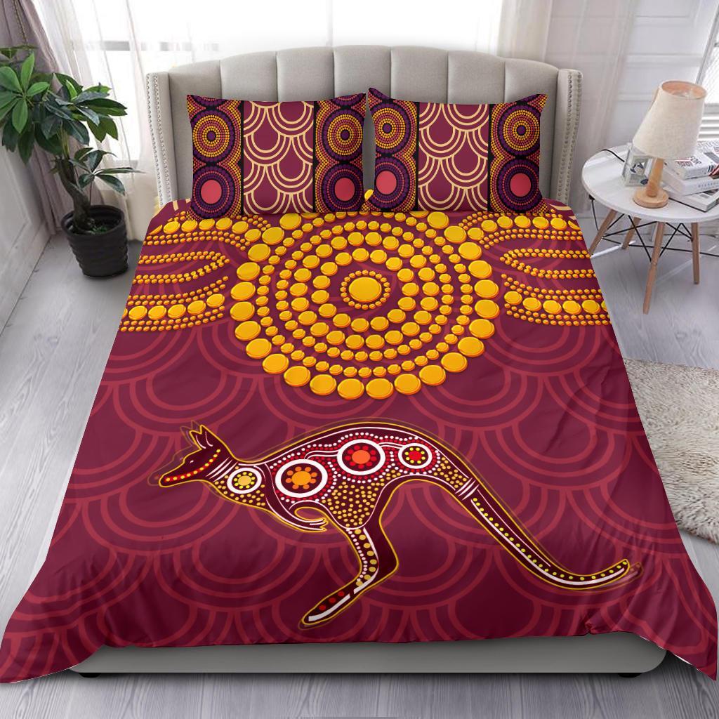 Aboriginal Bedding Set - Aboriginal Kangaroo - Vibe Hoodie Shop