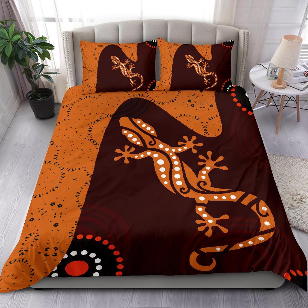 Aboriginal Bedding Set - Lizard in Aboriginal Dreaming - Vibe Hoodie Shop