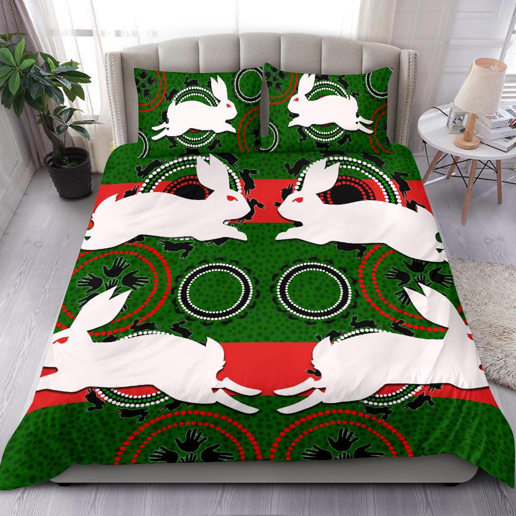 Rabbitohs Bedding Set Aboriginal Special - Vibe Hoodie Shop