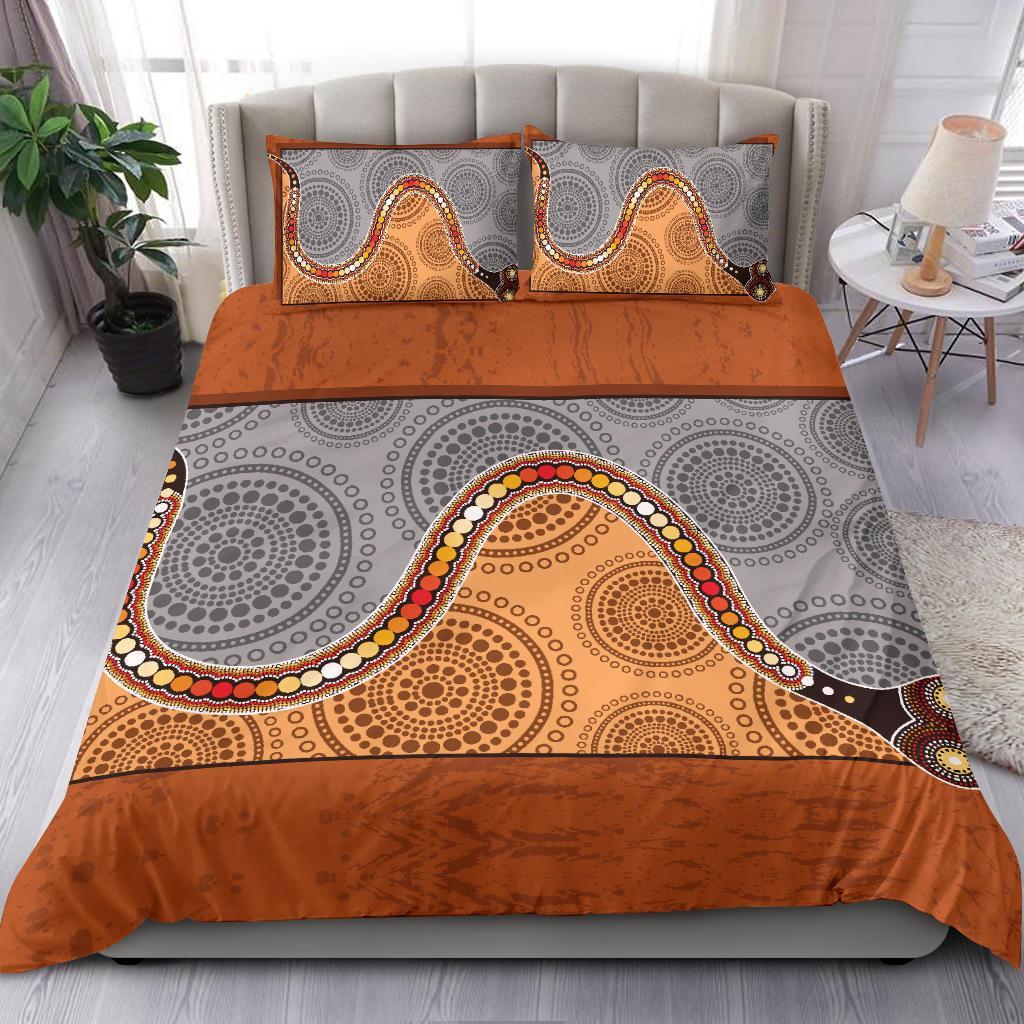 Aboriginal Bedding Set, Indigenous Snake - Vibe Hoodie Shop