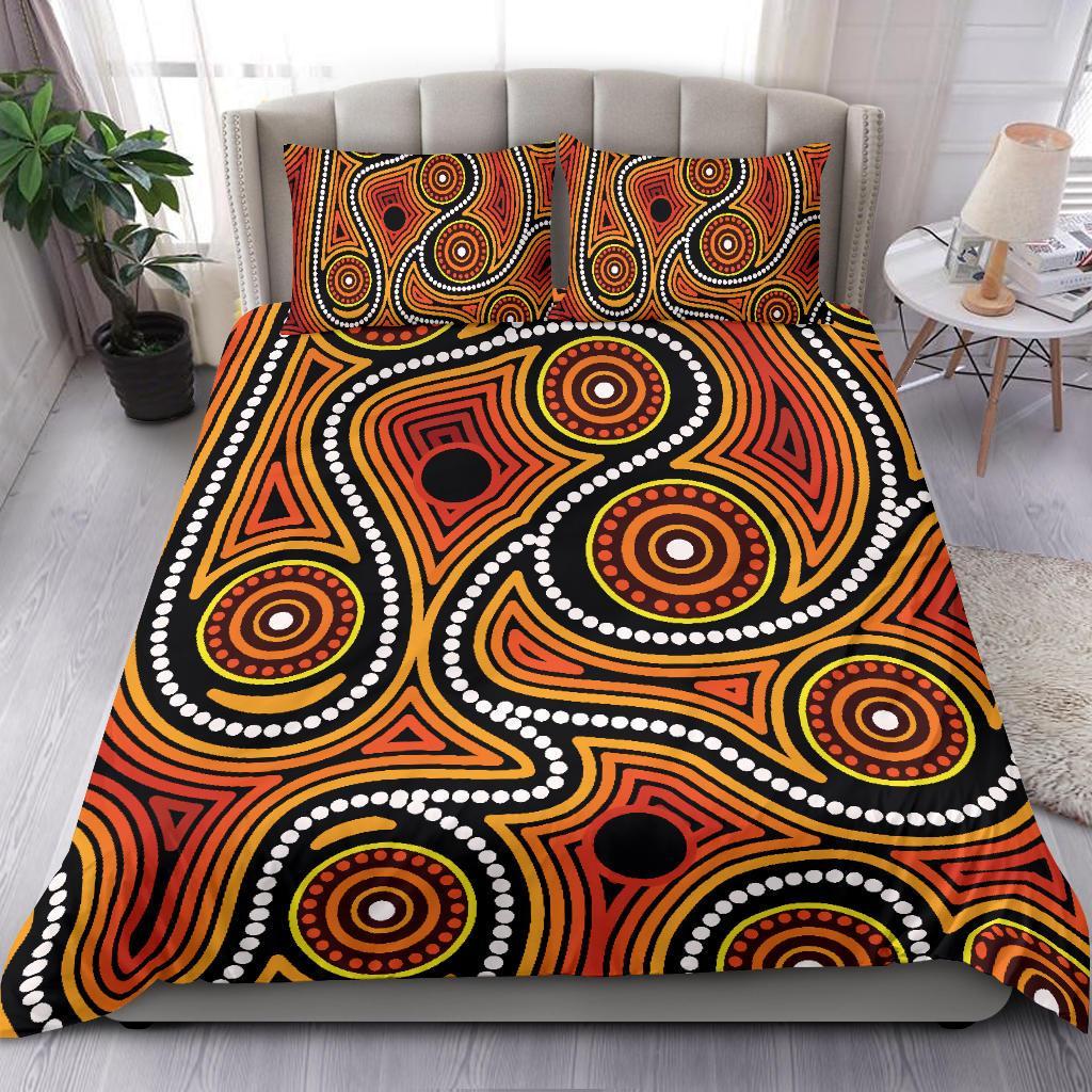 Aboriginal Bedding Set, Indigenous Circle Dot Painting Ver01 - Vibe Hoodie Shop