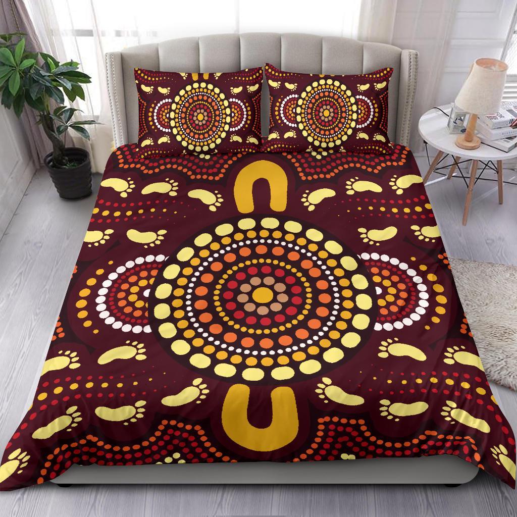 Aboriginal Bedding Set, Indigenous Circle Footprint - Vibe Hoodie Shop