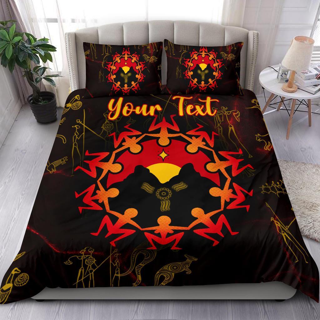 Custom Aboriginal Bedding Set - Australia Map and Indigenous Flag - Vibe Hoodie Shop