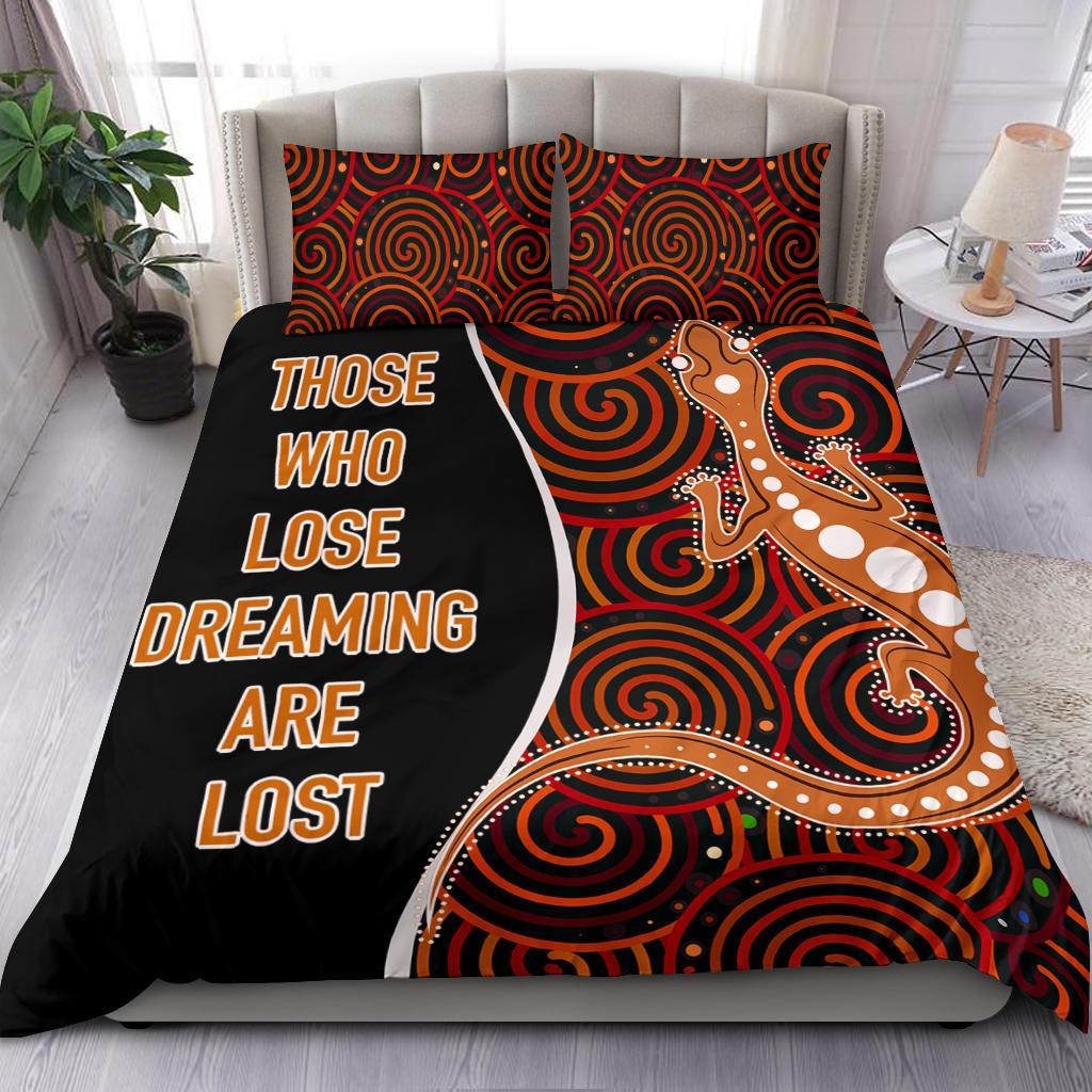 Aboriginal Bedding Set - Indigenous Lizard Dreaming - Vibe Hoodie Shop