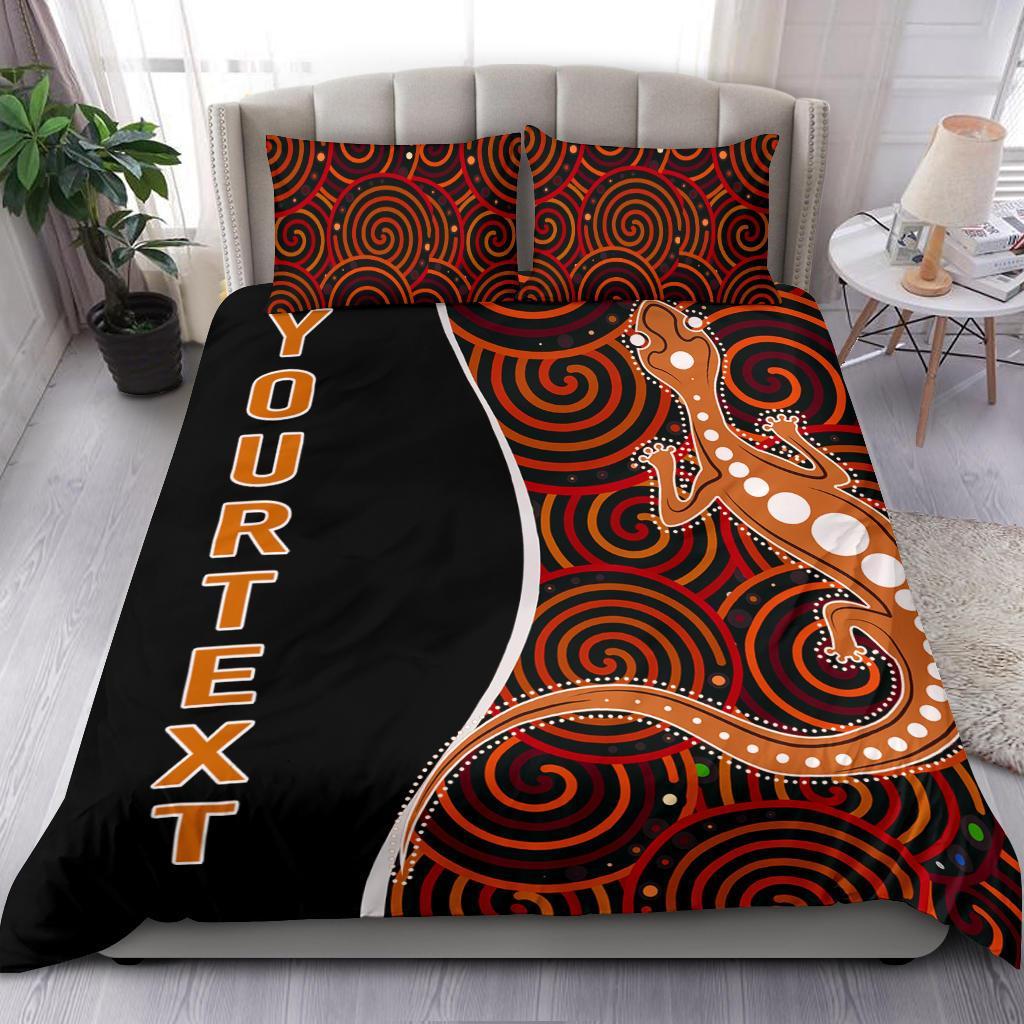 Aboriginal Personalised Bedding Set - Indigenous Lizard Dreaming - Vibe Hoodie Shop