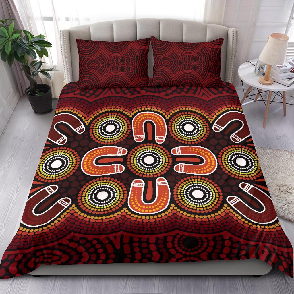 ABoriginal Bedding Set - Aboriginal Dot Painting Flowers Style - Vibe Hoodie Shop