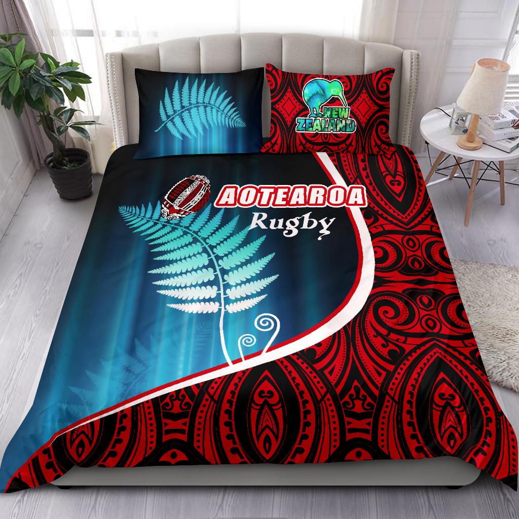 Aotearoa Rugby Black Maori Bedding Set Kiwi and Silver Fern New Zealand - Vibe Hoodie Shop