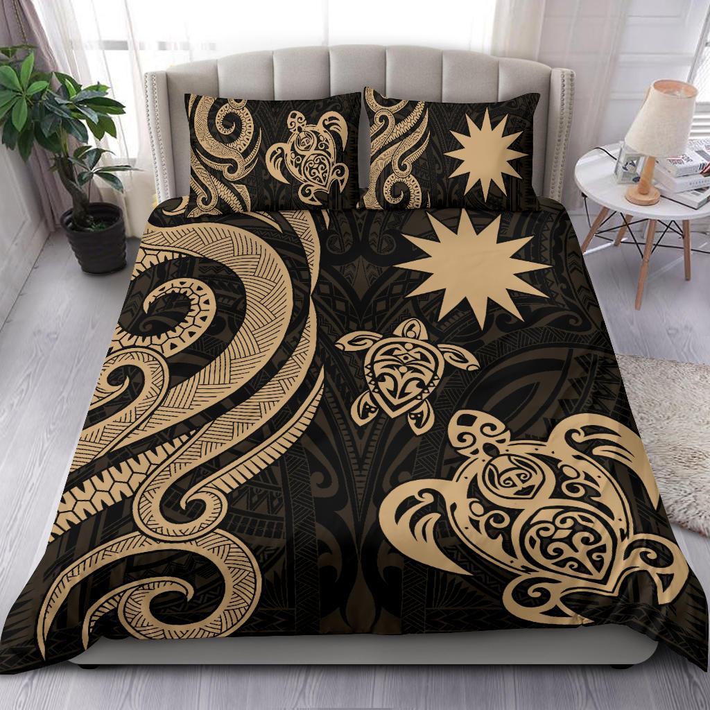 Nauru Bedding Set - Gold Tentacle Turtle - Vibe Hoodie Shop