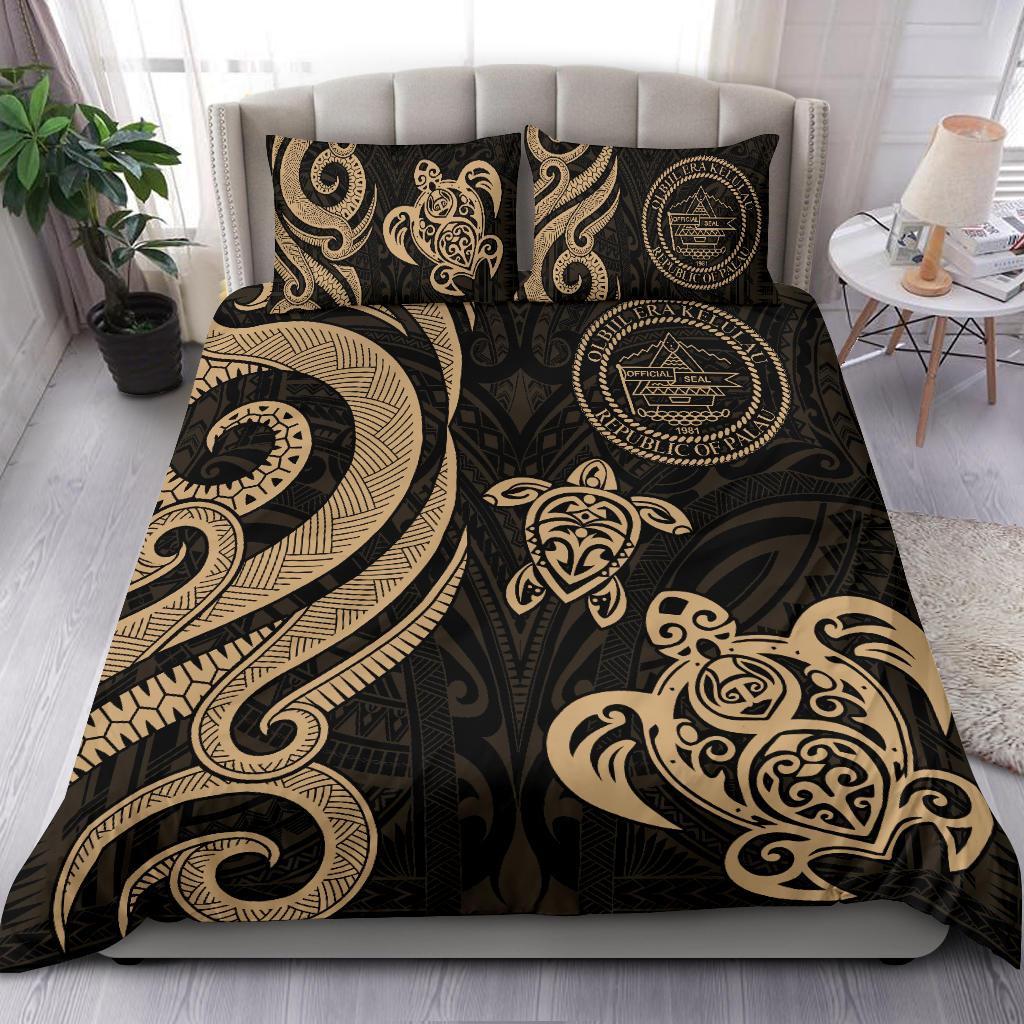 Palau Bedding Set - Gold Tentacle Turtle - Vibe Hoodie Shop