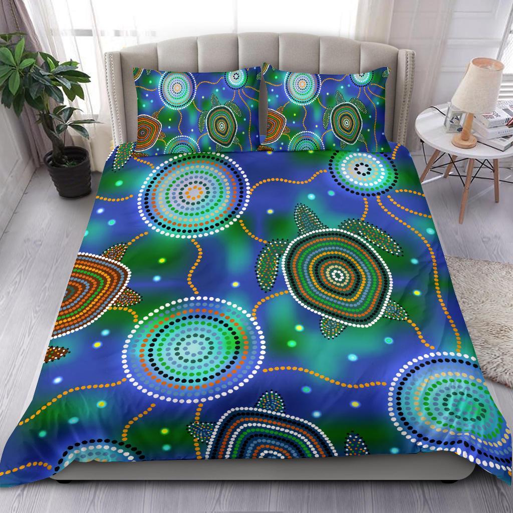 Aboriginal Bedding Set - Indigenous Turtle Dreaming - Vibe Hoodie Shop