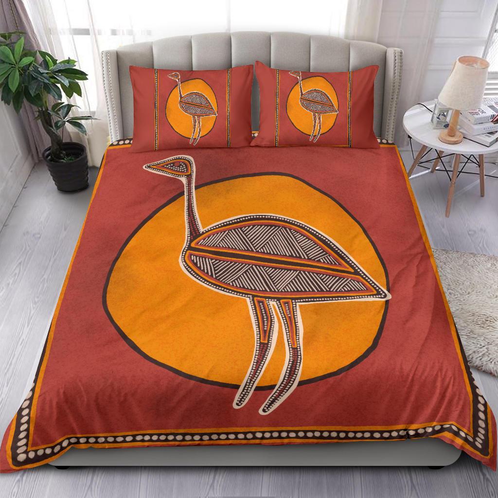 Aboriginal Bedding Set - Indigenous Emu - Vibe Hoodie Shop