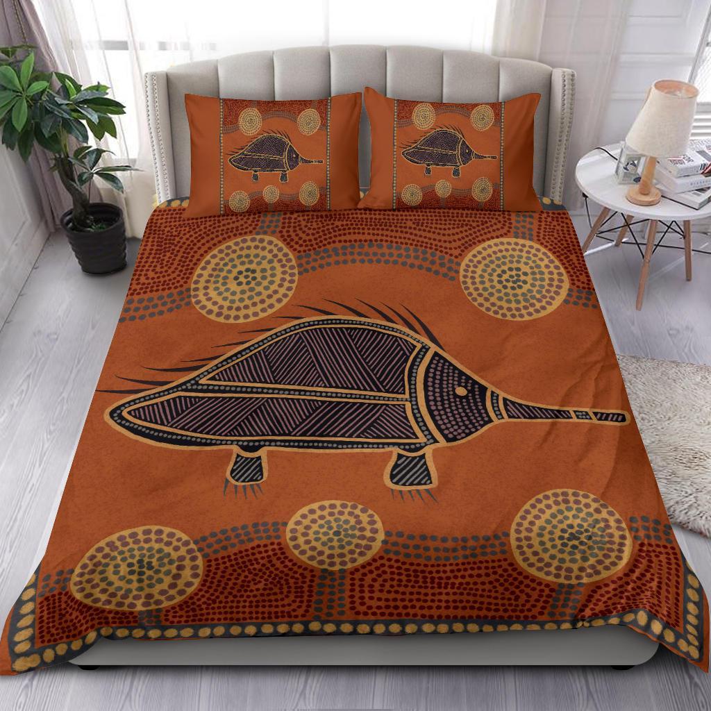 Aboriginal Bedding Set - Indigenous Echidna - Vibe Hoodie Shop