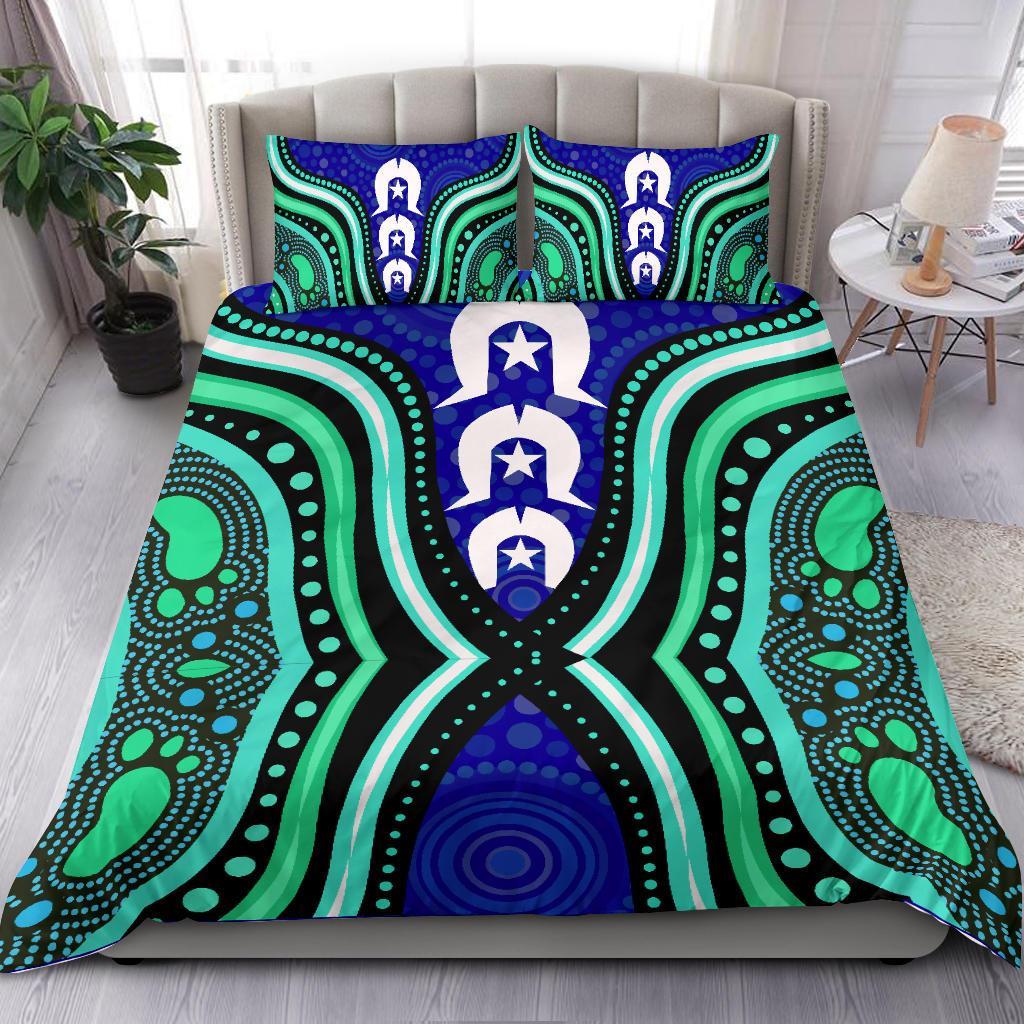 Torres Strait Bedding Set - Torres Strait Symbol And Aboriginal Patterns - Vibe Hoodie Shop