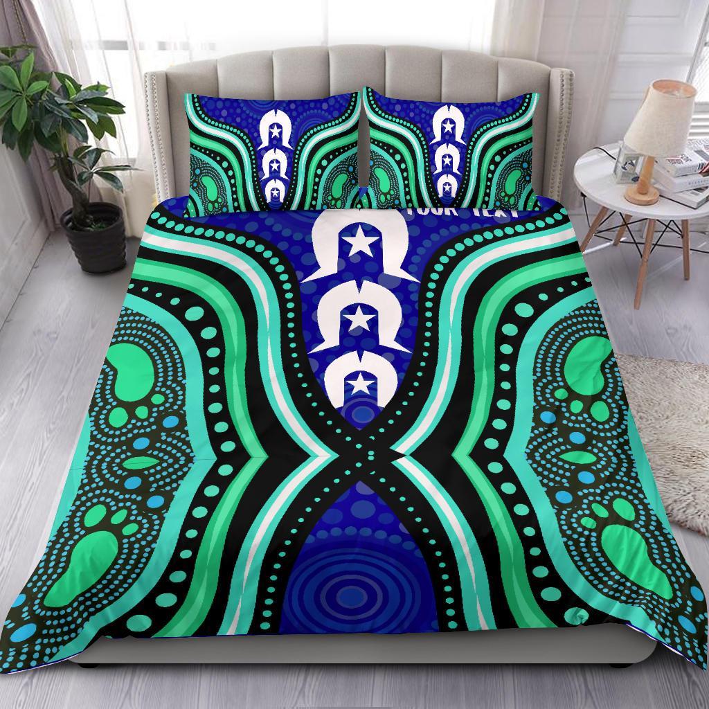 Torres Strait Personalised Bedding Set - Torres Strait Symbol And Aboriginal Patterns - Vibe Hoodie Shop