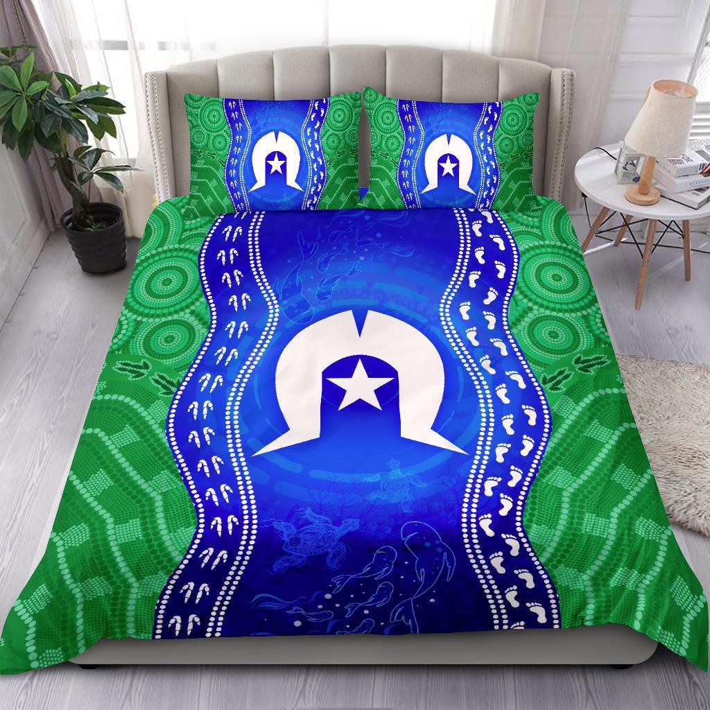 Torres Strait Islanders Bedding Set - Torres Symbol With Aboriginal Patterns - Vibe Hoodie Shop