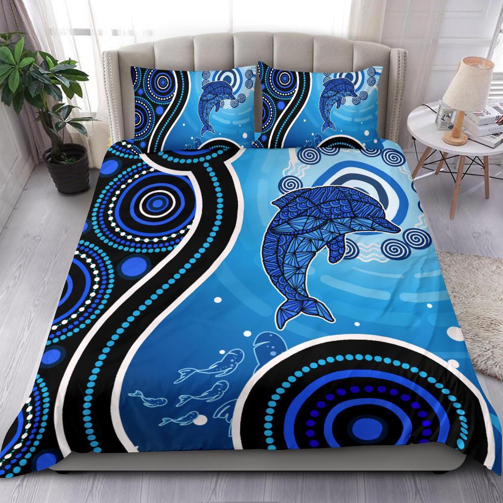 Aboriginal Bedding Set - Dolphin And Aboriginal Dot Patterns - Vibe Hoodie Shop