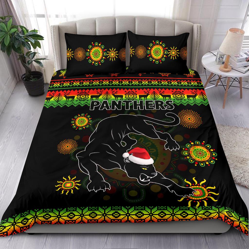 Penrith Panthers Christmas Bedding Set Indigenous - Vibe Hoodie Shop