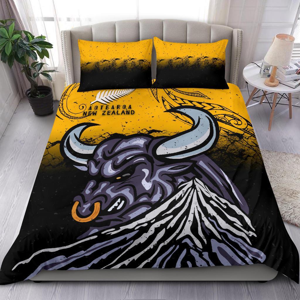 New Zealand Maori Bedding Set Taranaki Bull - Vibe Hoodie Shop