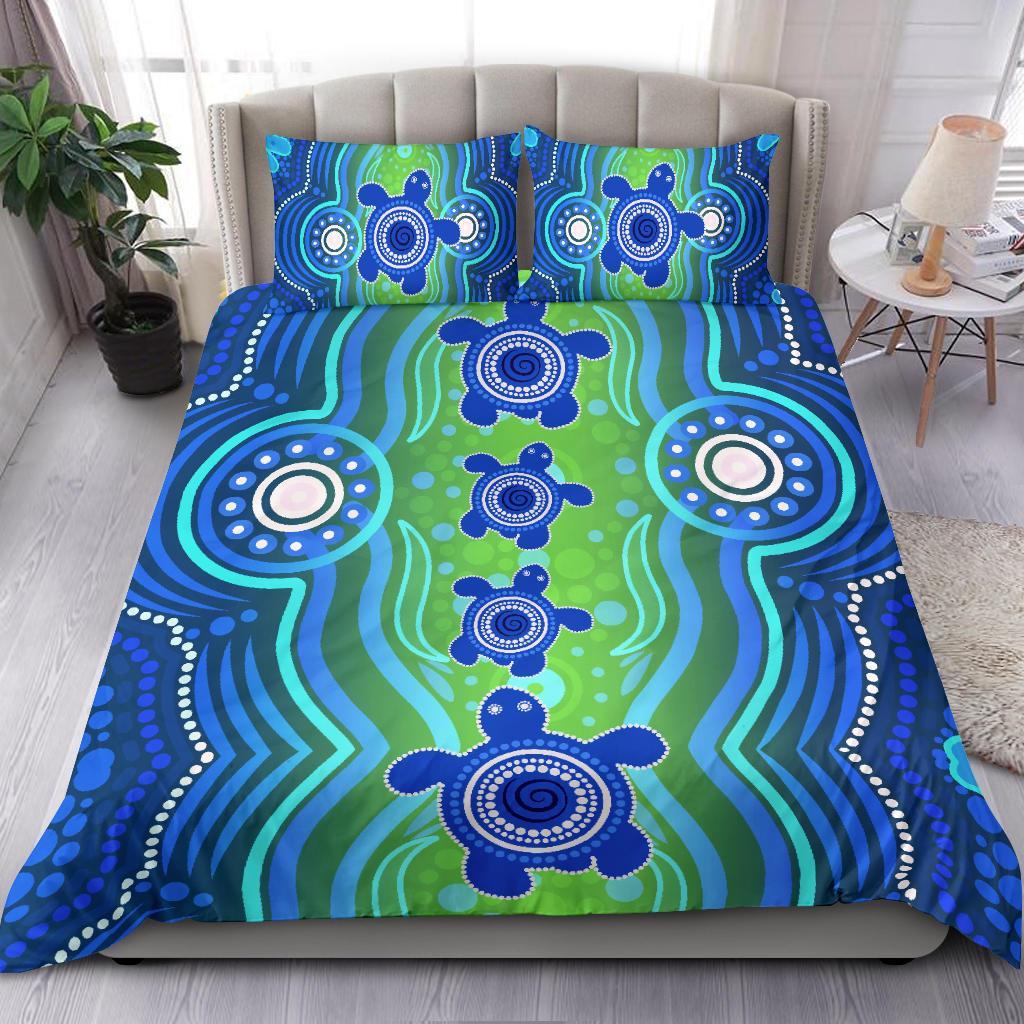 Aboriginal Bedding Set - Aboriginal Turtle Family - Vibe Hoodie Shop