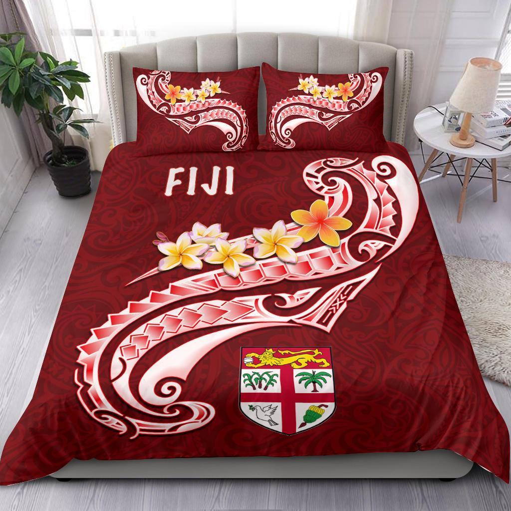 Fiji Bedding Set - Fiji Seal Polynesian Patterns Plumeria (Red) - Vibe Hoodie Shop