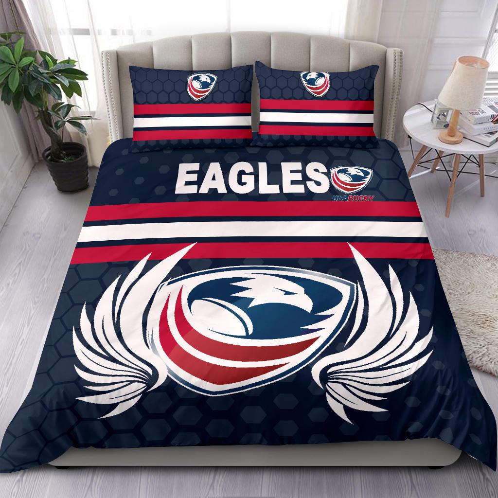 USA Rugby Bedding Set Eagles Simple Style - Full Navy - Vibe Hoodie Shop