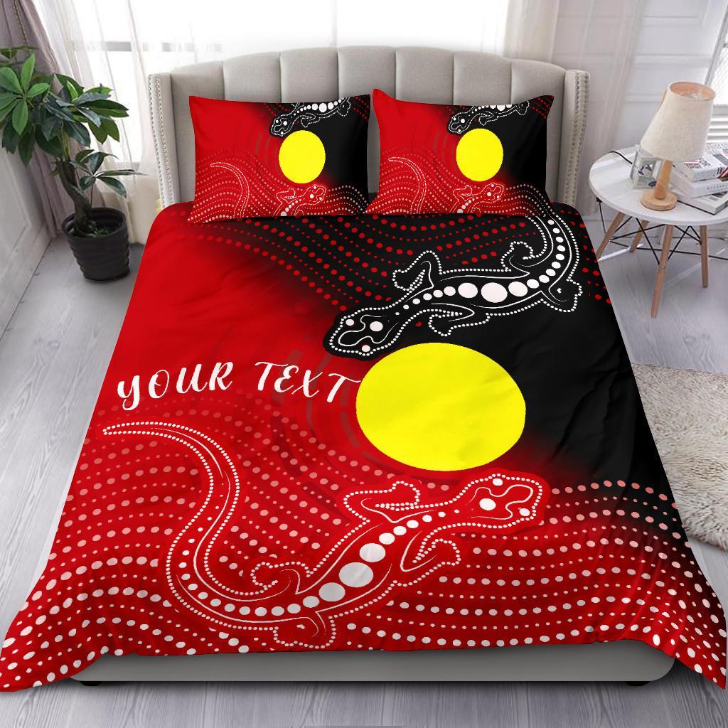 Custom Aboriginal Bedding Set - Two Indigenous Lizard - Vibe Hoodie Shop