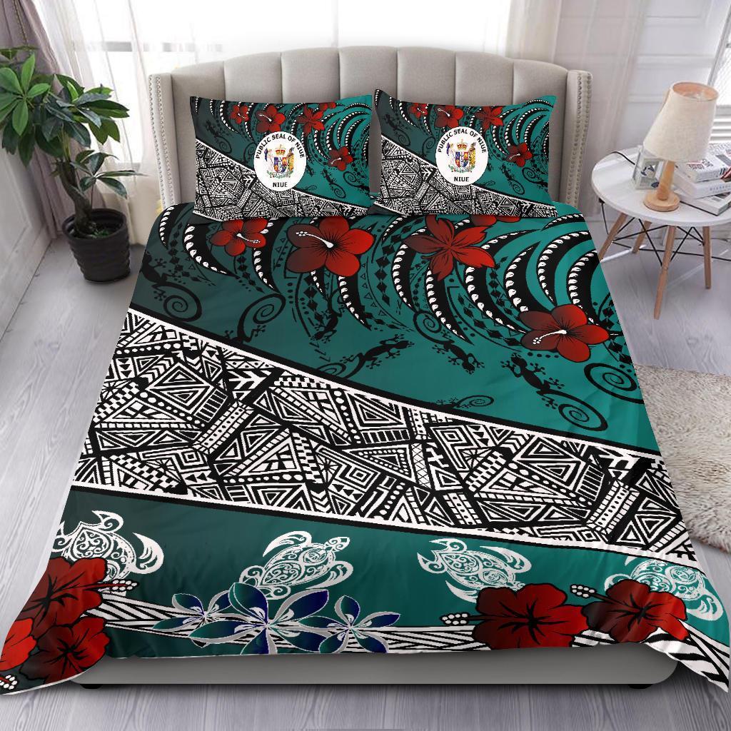 Niue Bedding Set - Lizard And Turtle Green - Vibe Hoodie Shop