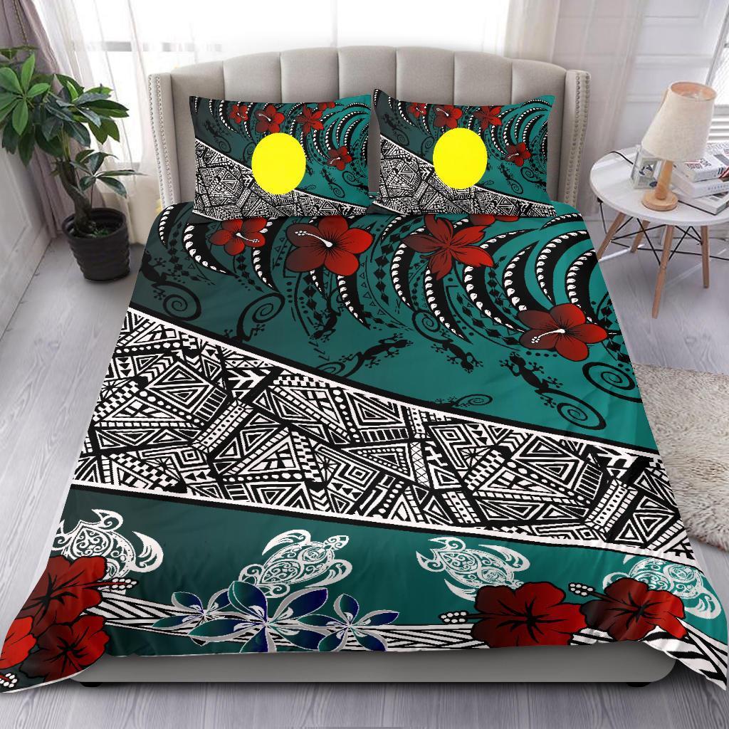 Palau Polynesian Bedding Set - Lizard And Turtle Green - Vibe Hoodie Shop