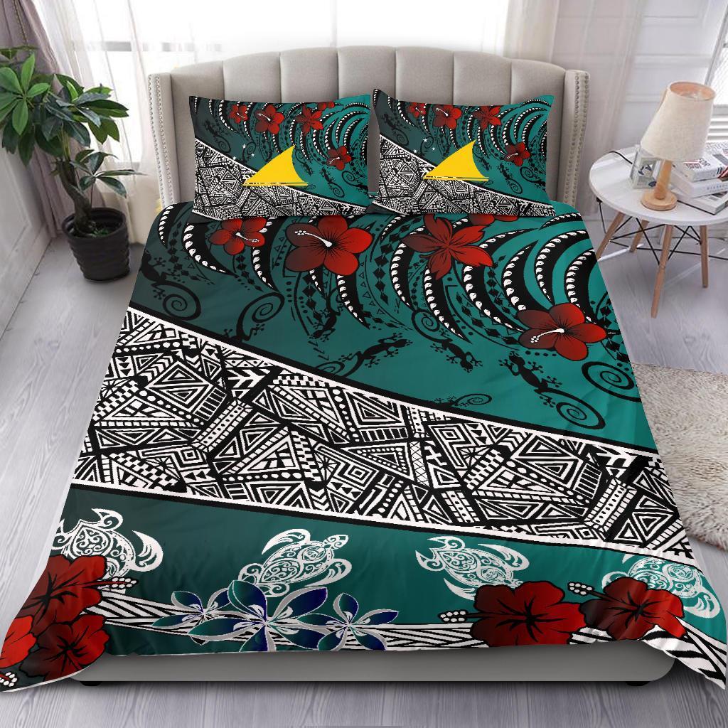 Tokelau Polynesian Bedding Set - Lizard And Turtle Green - Vibe Hoodie Shop