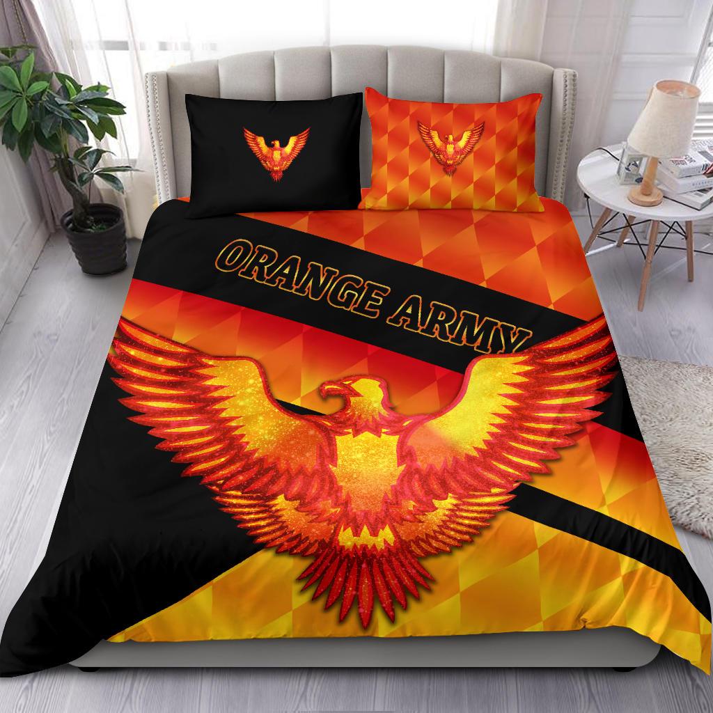 Sunrisers Hyderabad Orange Army Bedding Set Cricket Sporty Style - Vibe Hoodie Shop