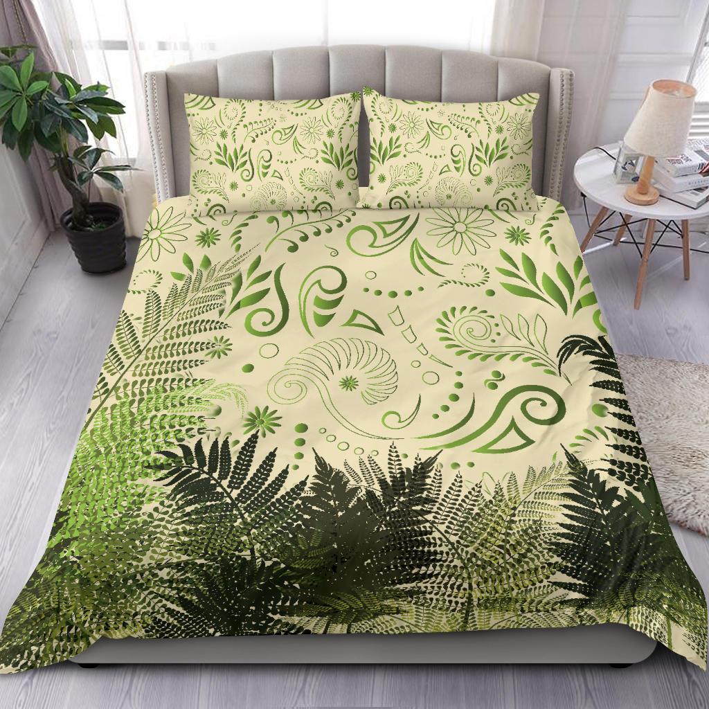 New Zealand Bedding Set Silver Fern Aotearoa Vibes - Beige - Vibe Hoodie Shop