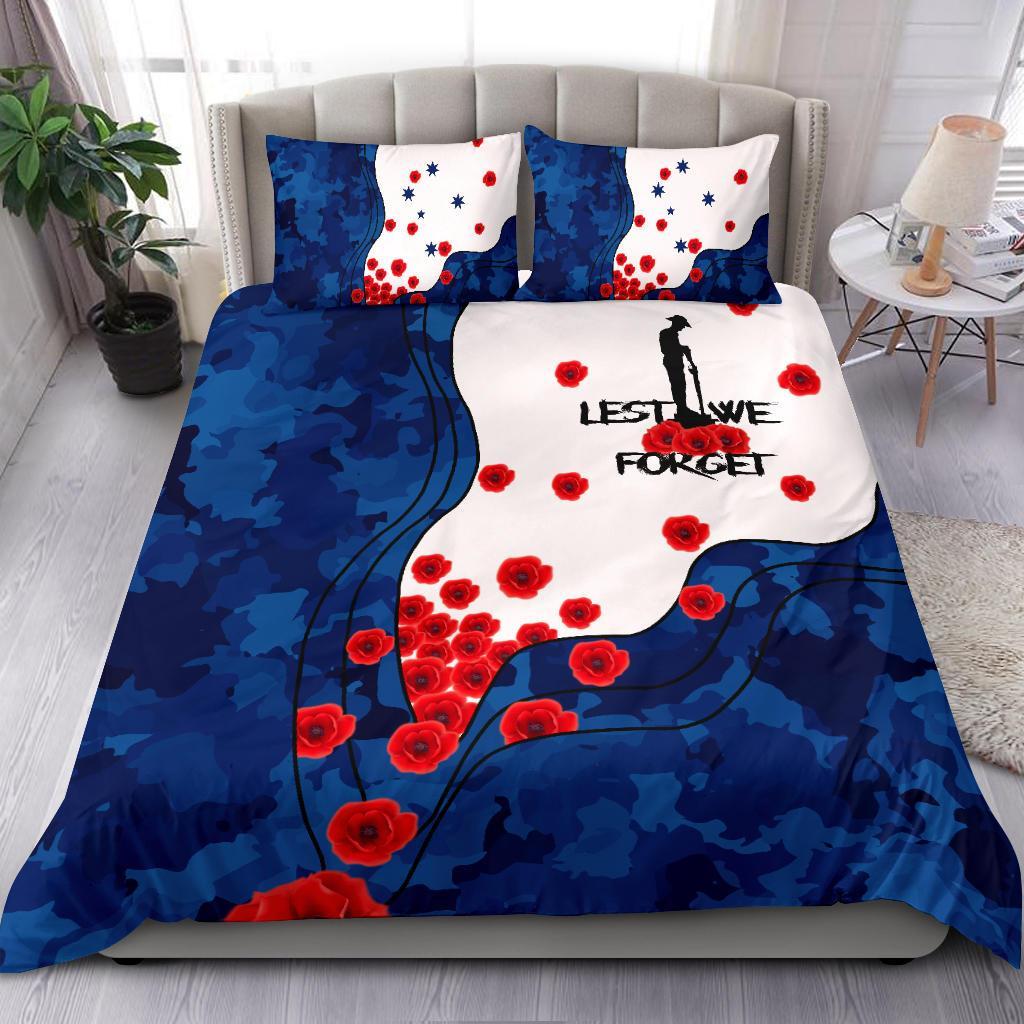 ANZAC Lest We Forget Bedding Set - Australian Flag Blue - - Vibe Hoodie Shop