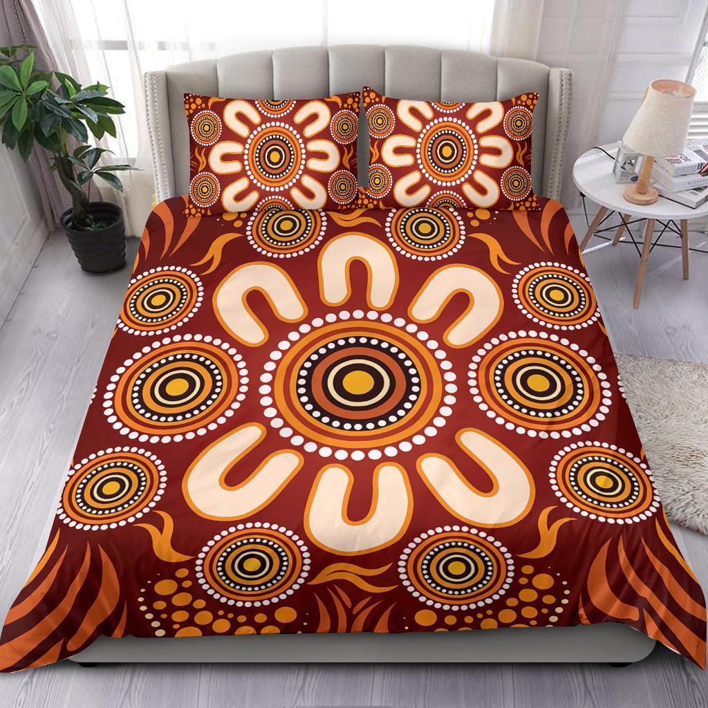 Aboriginal Bedding Set - Circle Flowers Patterns Ver03 - Vibe Hoodie Shop