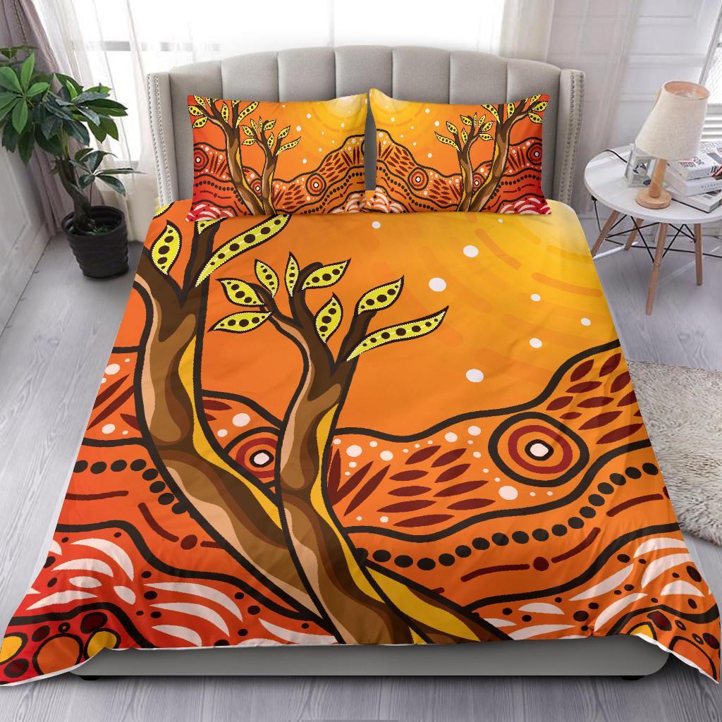 Aboriginal Bedding Set - Tree On The Hill - Vibe Hoodie Shop