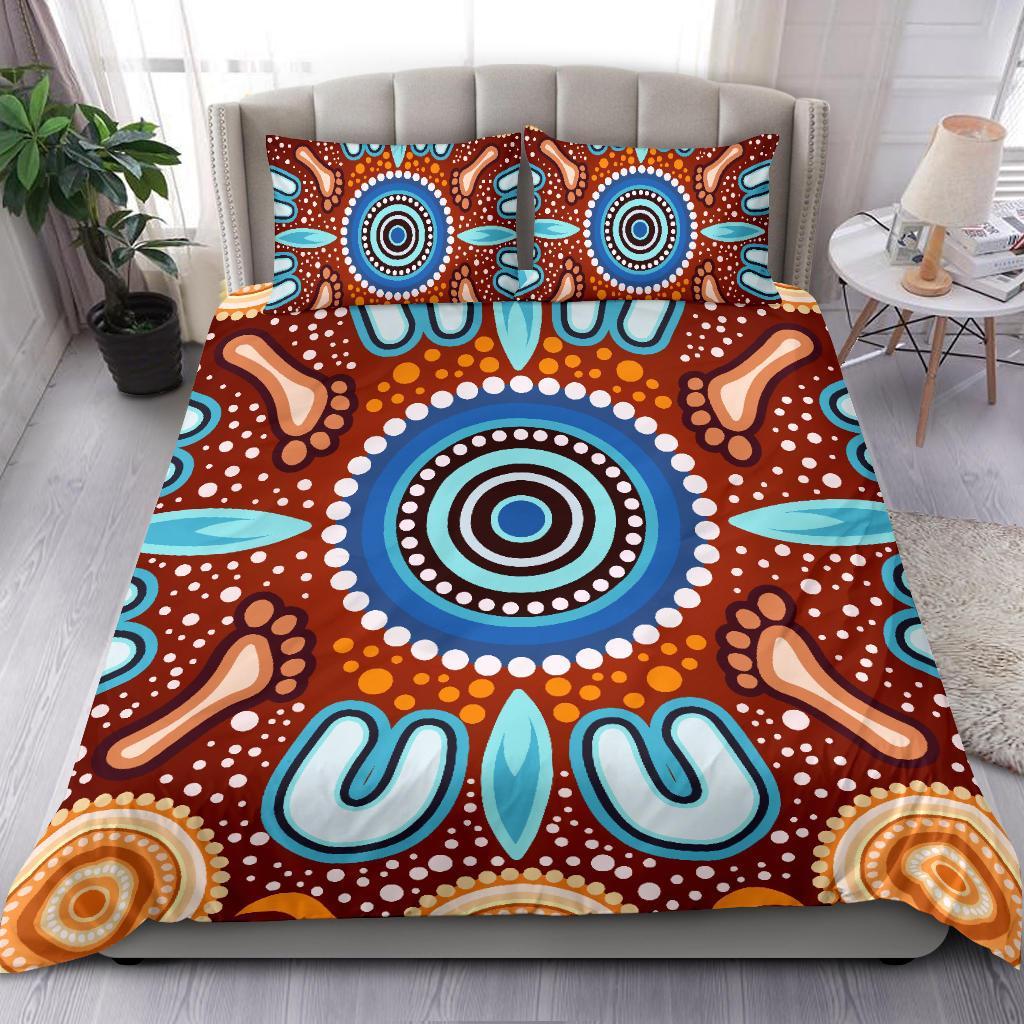 Aboriginal Bedding Set - Indigenous Circle Dot Painting Ver02 - Vibe Hoodie Shop