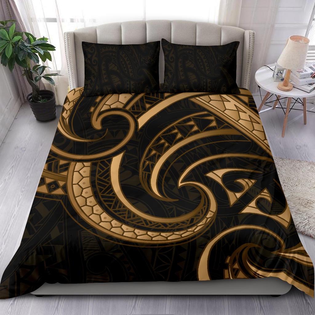 New Zealand Maori Mangopare Bedding Set Polynesian - Gold - Vibe Hoodie Shop