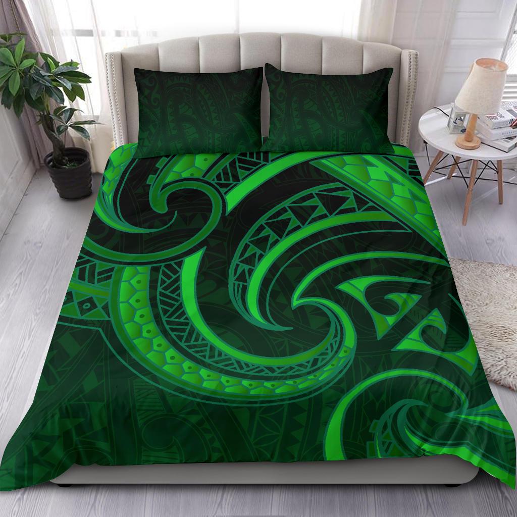 New Zealand Maori Mangopare Bedding Set Polynesian - Green - Vibe Hoodie Shop