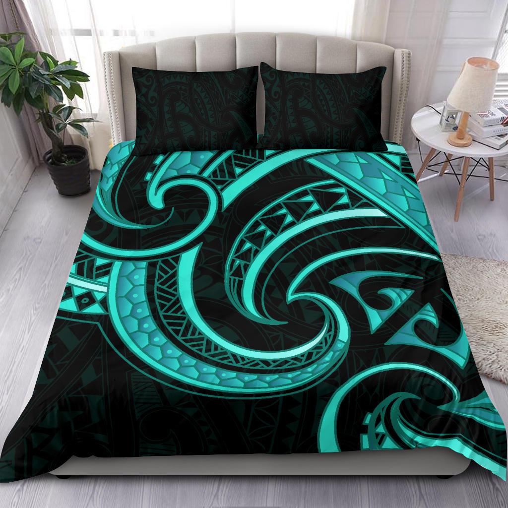 New Zealand Maori Mangopare Bedding Set Polynesian - Turquoise - Vibe Hoodie Shop